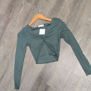Active USA Olive Long Sleeve Blouse